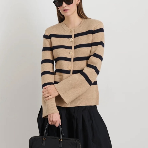 Alex Mill Provence Sweater Jacket In Olive Cotton Cashmere nwt Sz M - Picture 5 of 8